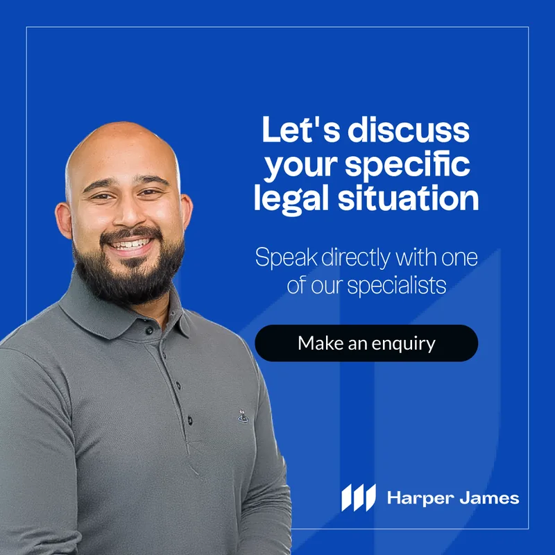 LinkedIn ad for Harper James: Let's discuss your specific legal situation